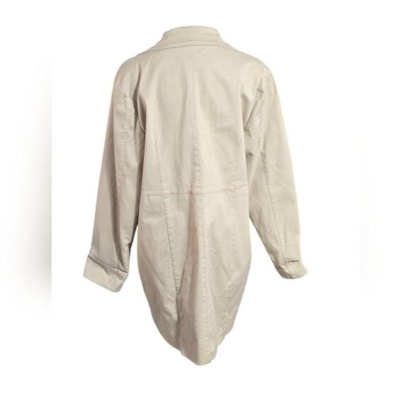 Denim & Co. Cream with Pink Stitching Spring Coat - Picture 6 of 9